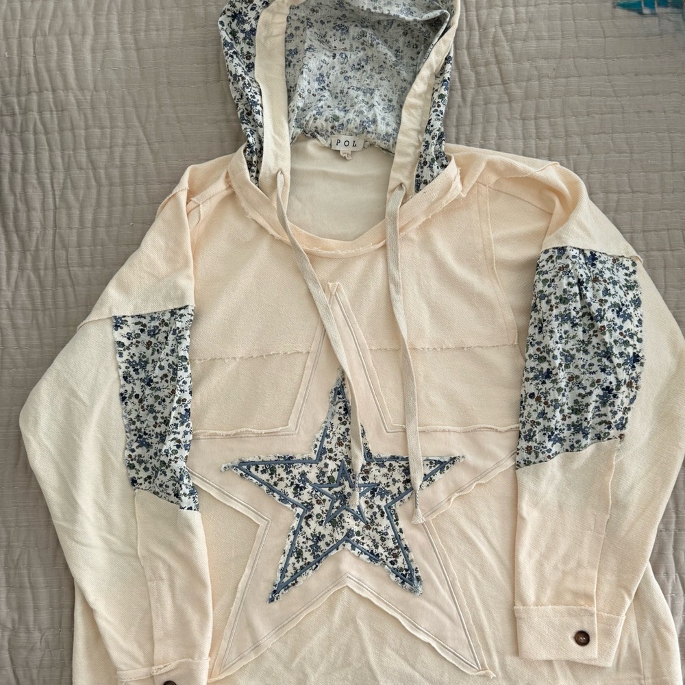 NWOT Oversized Cream Floral Hoodie by POL